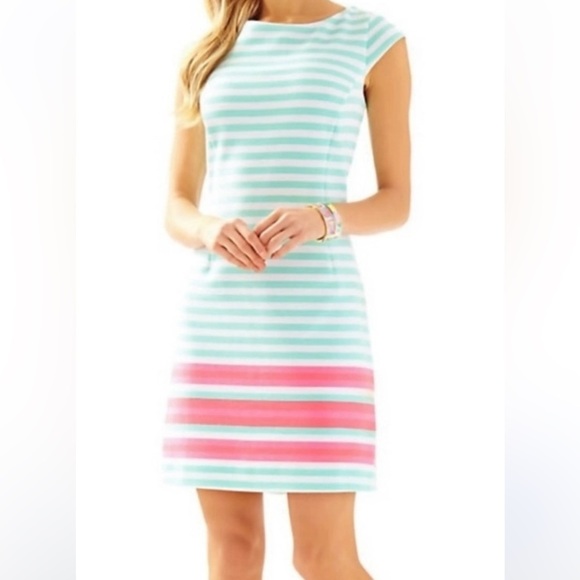 Lilly Pulitzer Lana Cap Sleeve Engineer Striped Dress Size Medium - Picture 3 of 13
